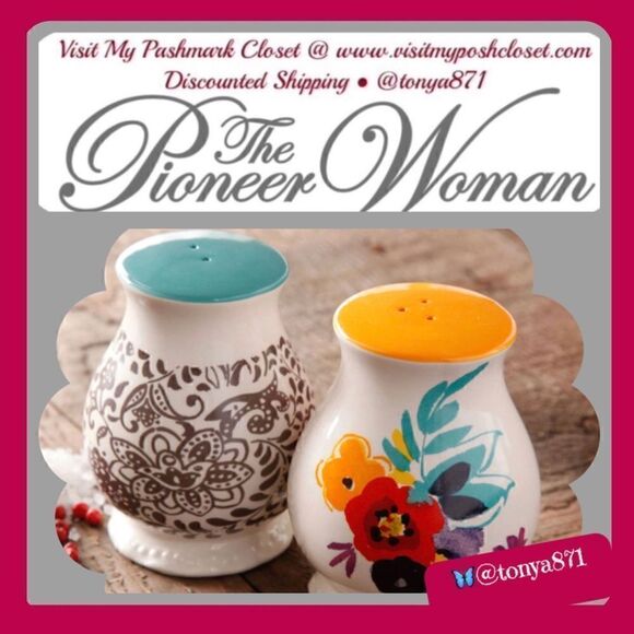 🦋 EUC Pioneer Woman Flea Market Decorated Salt & Pepper Shaker - Picture 1 of 8